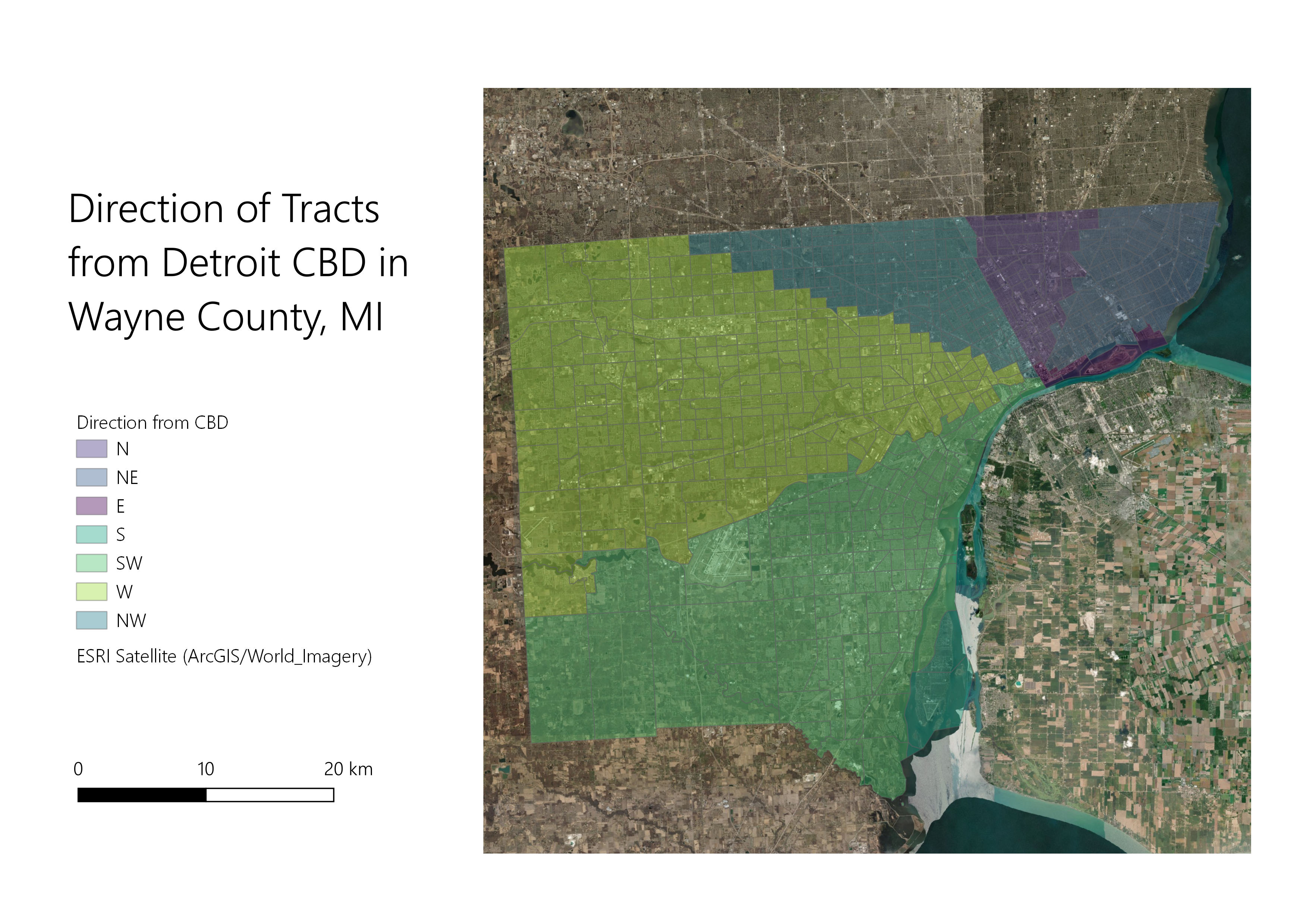 direction calculated for wayne county, michigan